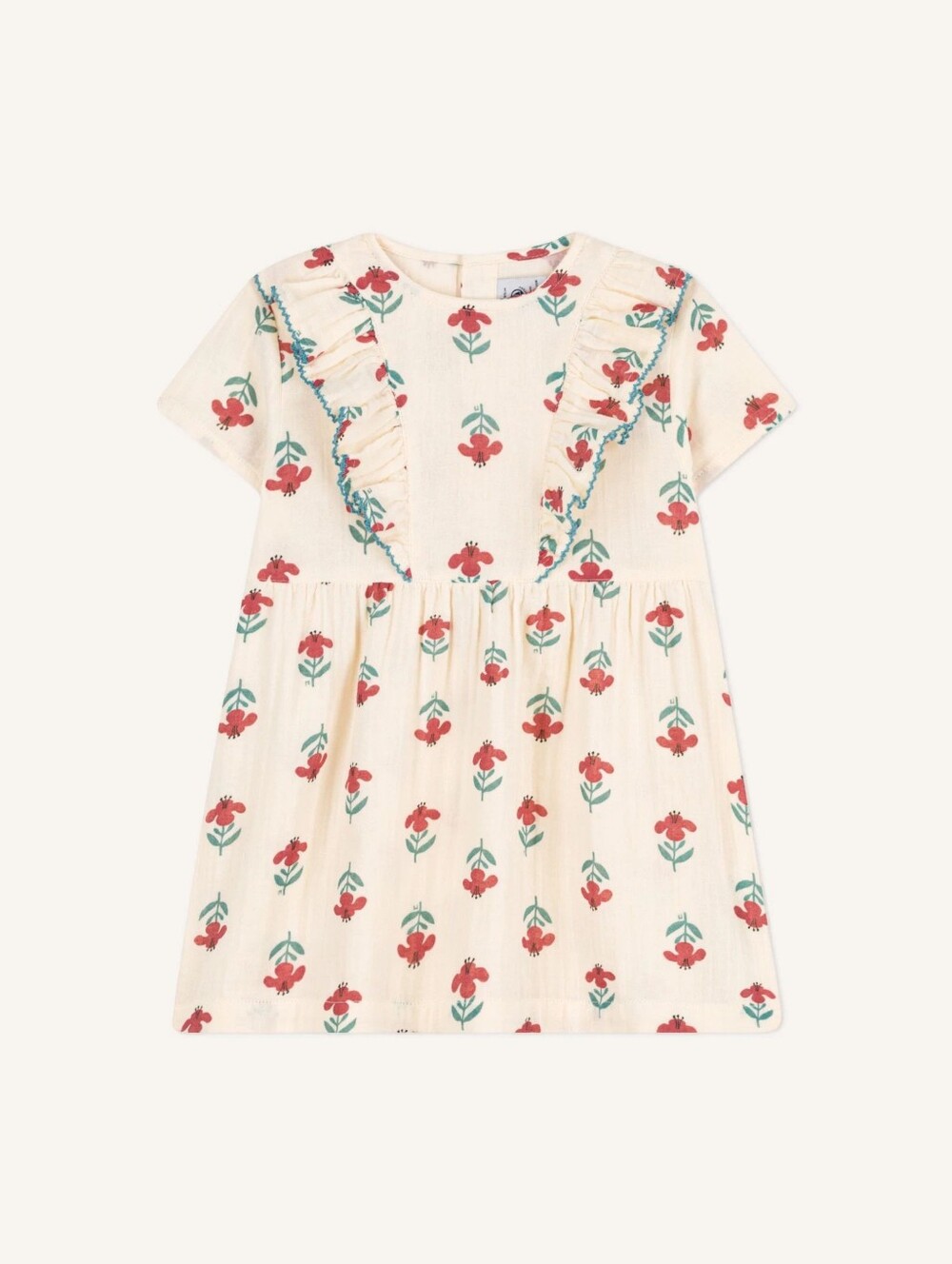 Petit Bateau | Cotton Gauze Short Sleeve Dress | Ecru